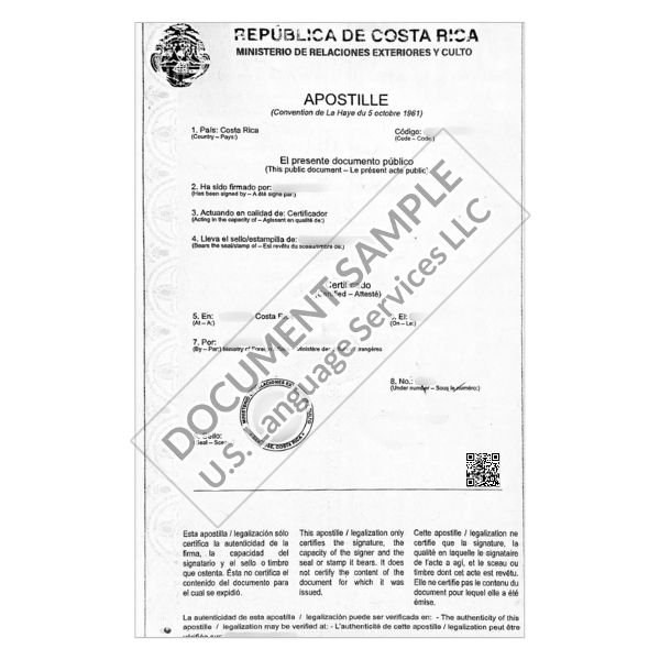 Apostille from Costa Rica