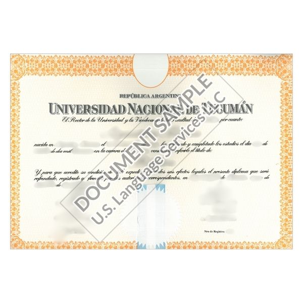 Diploma from Argentina