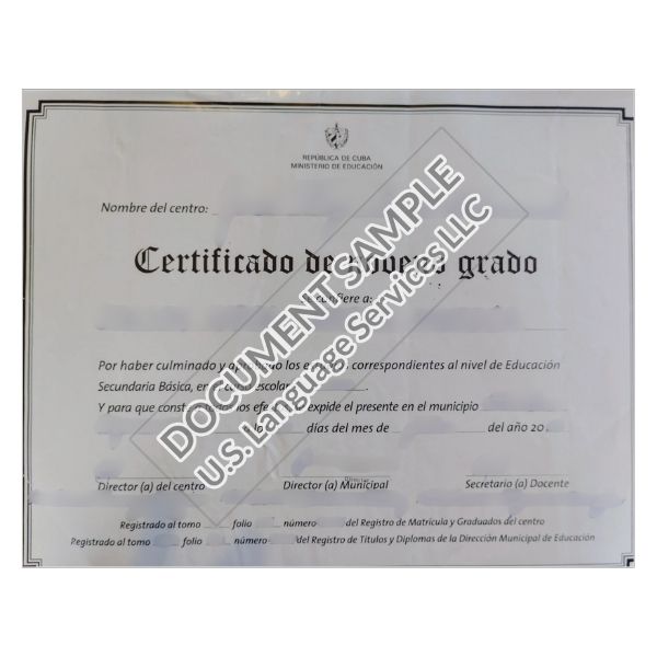 Diploma from Cuba