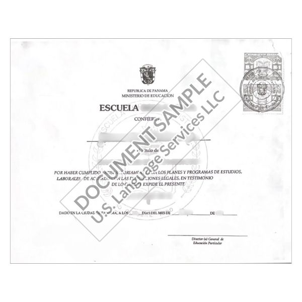 Diploma from Panama