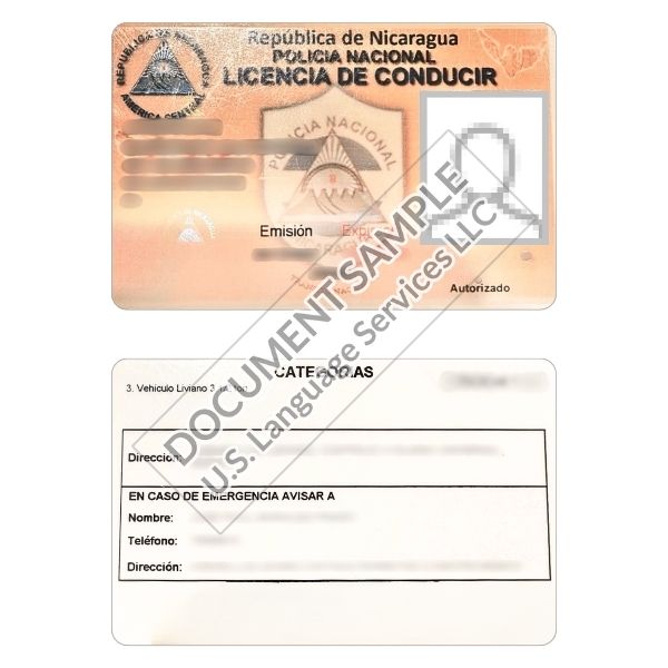 Driver's License from Nicaragua