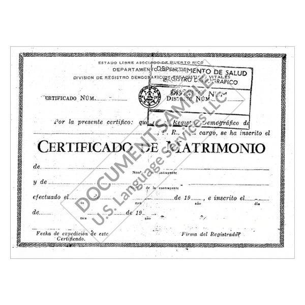 Marriage Certificate from Puerto Rico