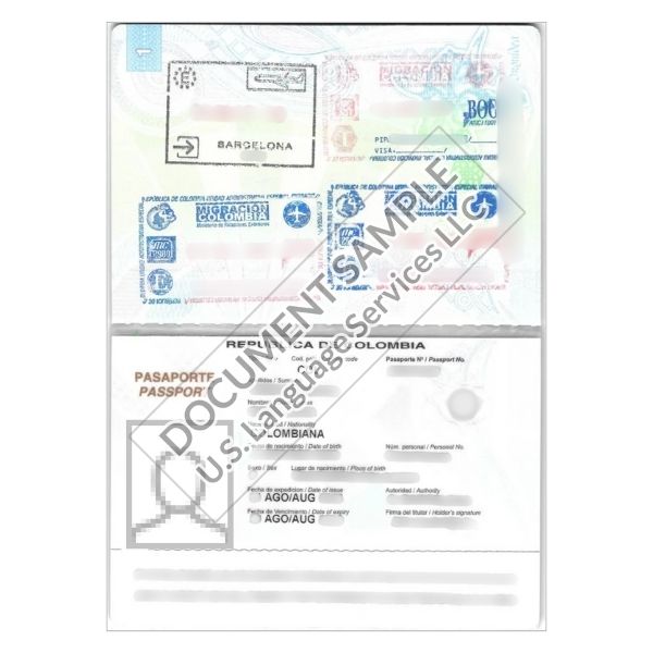 Passport from Colombia