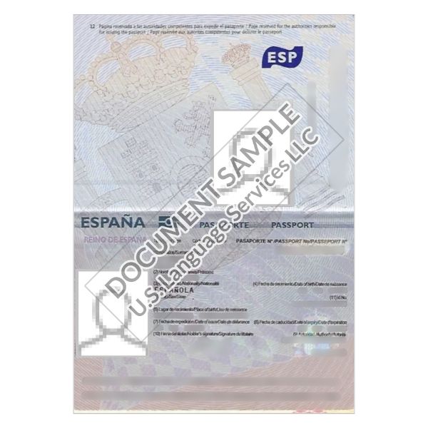 Passport from Spain