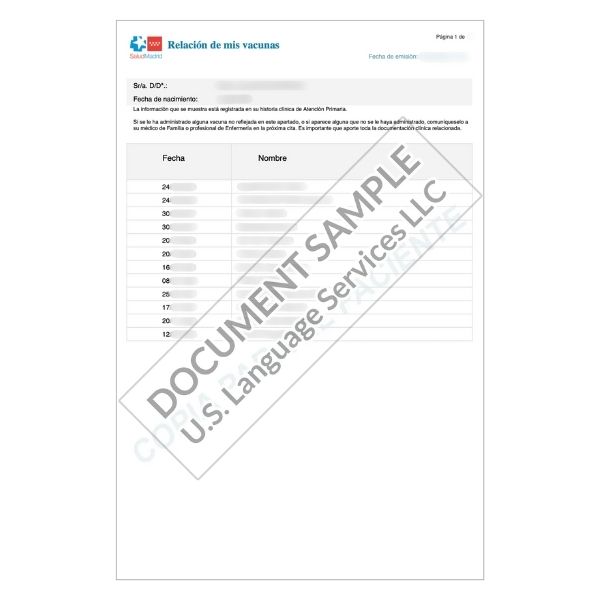 Vaccination Records from Spain